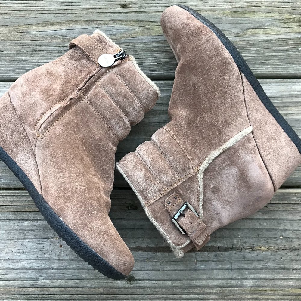 GEOX Women Boots Tan Suede Leather Upper W/ Fur In